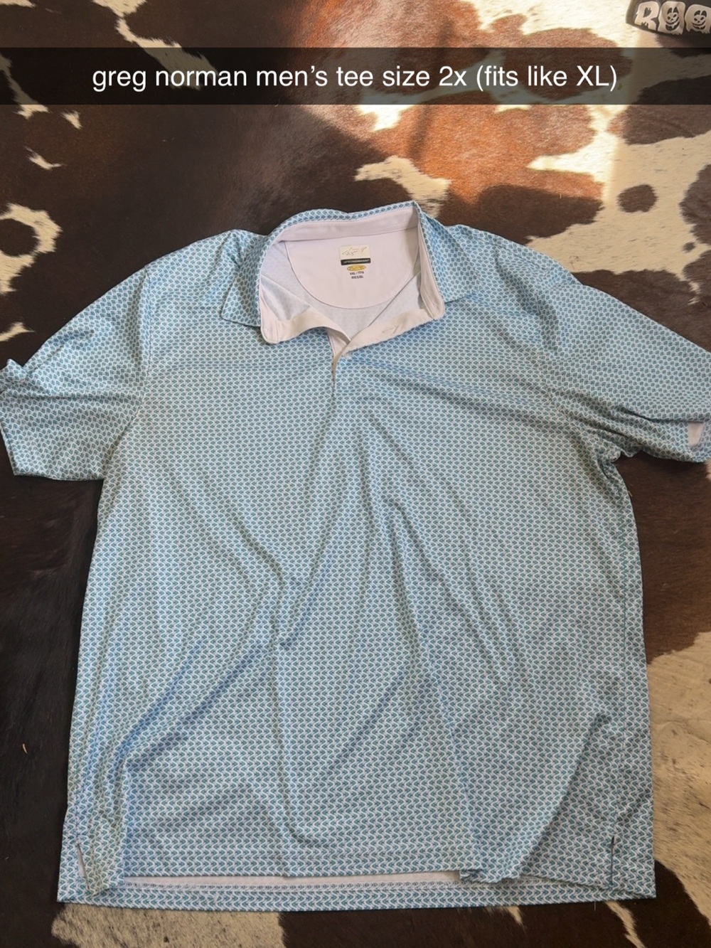 Greg Norman Collection Light Blue Micro-Pattern Polo